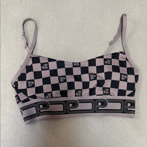 PINK Victoria's Secret Black and Brown Checkered Bralette